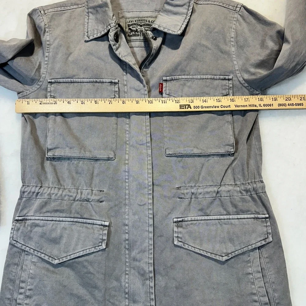Levis Field Jacket Womens XS Gray Utility Military Cotton Twill Cargo Parka Coat
